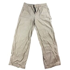 DIVIDED H&M Carpenter Pants Women 10‎ Tan Khaki Wide Leg Workwear 100% Cotton